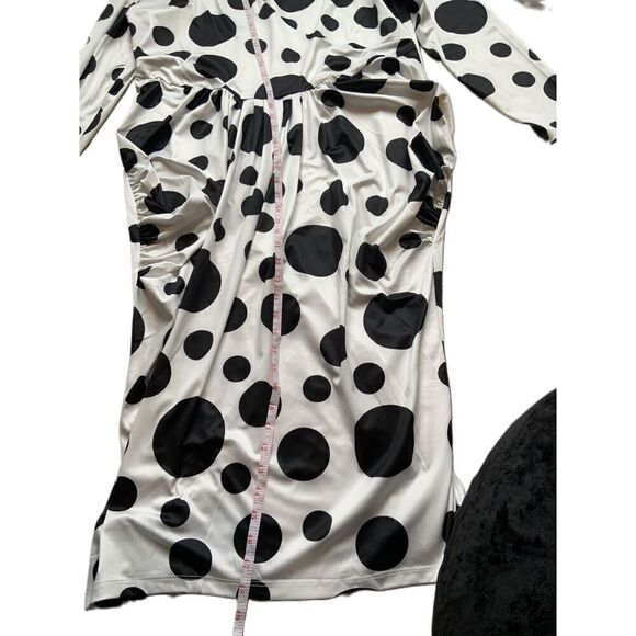 Buxom Curvy White With Black Polka Dot Pattern Long Sleeves Midi Dress Size 1X - Picture 11 of 16